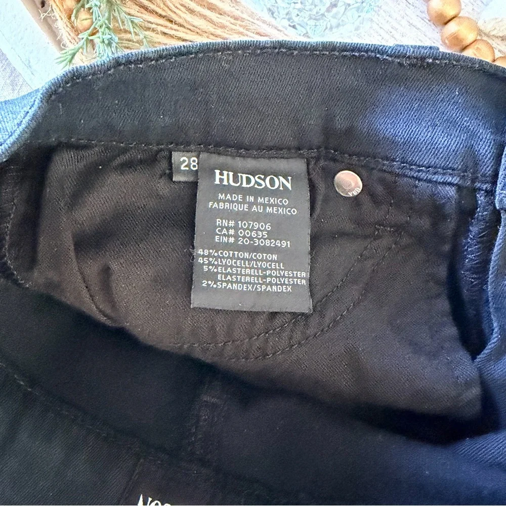 HUDSON Krista Ankle Super Skinny Black Denim Jeans Pants Slim 28 Like New